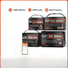 LiFePO4 Bluetooth Battery 12V 100Ah150Ah 300AH LiFePO4 Battery 15000Deep Cyceles