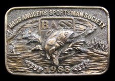 JK12129 GREAT VINTAGE 1988  BASS ANGLER SPORTSMAN SOCIETY  BELT BUCKLE