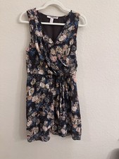 Forever 21 Brown Floral Faux Wrap Dress Medium Cottage Boho Cocktail Y2K