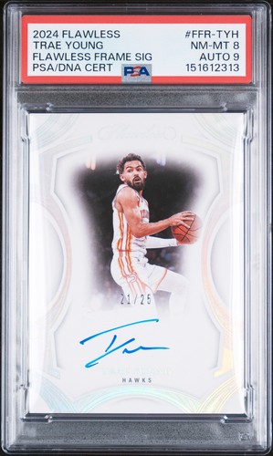2024 PANINI FLAWLESS FLAWLESS FRAME SIGNATURES TRAE YOUNG 21/25 PSA 8 AUTO 9