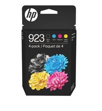 HP 923 CMYK Original Ink Cartridge 4-Pack, 500 pages K, 400 pages C/M/Y,