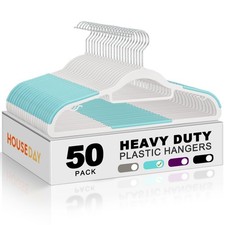 Plastic Hangers 50 Pack, Plastic Clothes Hangers Non Slip with Rubber Grip, H...