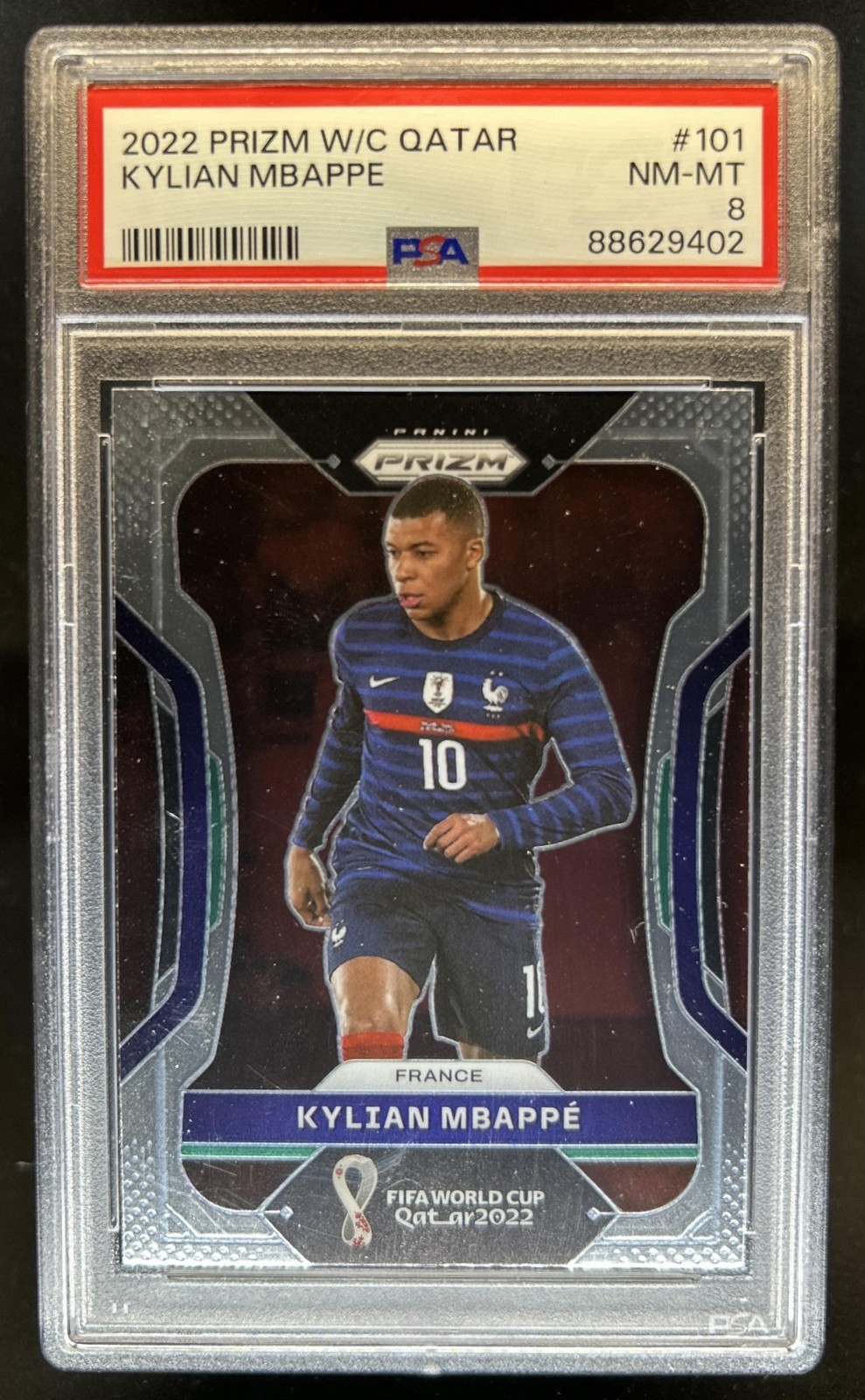 2022-23 Panini Prizm World Cup Kylian Mbappe #101 France PSA 8