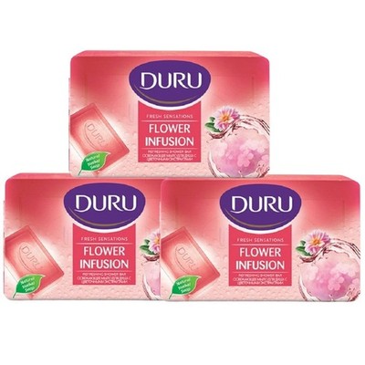 3x150g Soap DURU Fresh Sensation Flower Infusion Moisturizing Floral Scent Bath