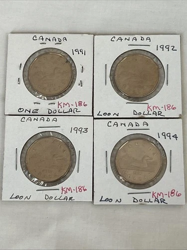 🇨🇦​ *** CANADA 1991, 1992, 1993, 1994 DOLLAR "LOONIE" SET