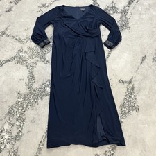 Adrianna Papell Navy Beaded Cuff Faux Wrap Gown Formal Evening Dress Size 16W