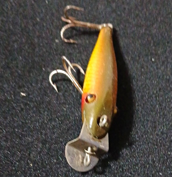 Creek ChBaby Pikie Wood Crankbait Diving Lip 4" 1/4 oz 4ft Gold/Green Glass Eyes