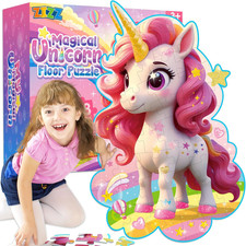 Unicorn Floor Puzzles for Kids Ages 3-5, 4-8 Years Old - Giant 48 Pieces Jigsaw