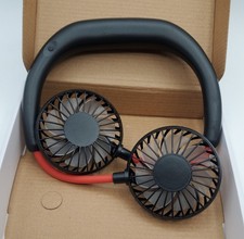Wearable Sports Fan Neck Fan Black Red Portable USB Rechargeable 3 Speed NEW