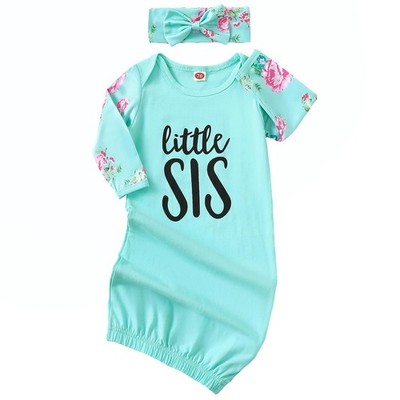 Newborn Baby Girl Floral Sleeper Gowns Little Sister Nightgown Outfit Baby Gi...