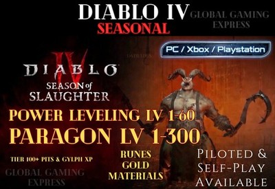  Diablo 4 SEASON 12 Season of Slaughter  POWER LEVELS PARAGON BOOST BOSSES 