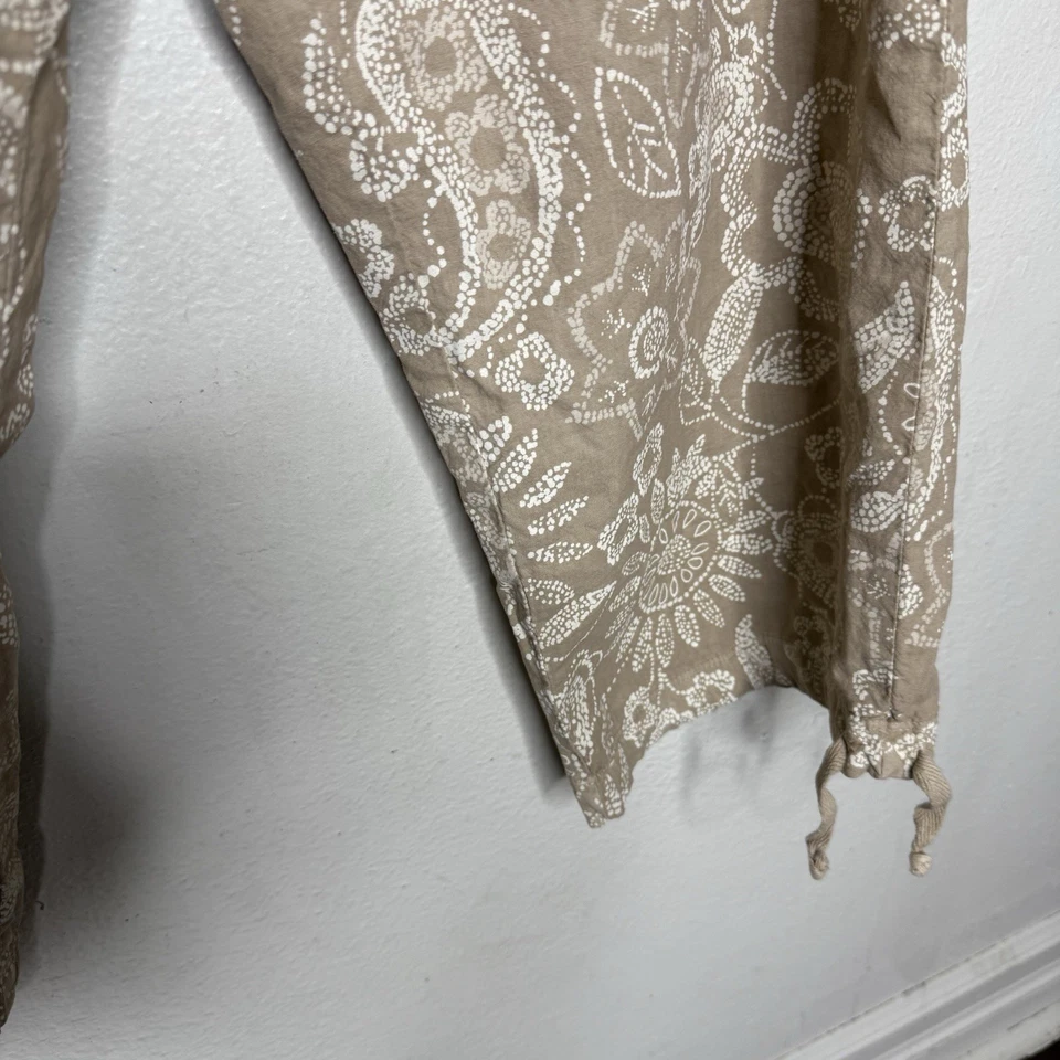 Pantalones para mujer Fresh Produce beige floral algodón playero costero XL Foto 3 de 4