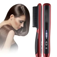 Hair Straightener Comb, 6 Temp Settings, Anti-Hot Design, Red/Black