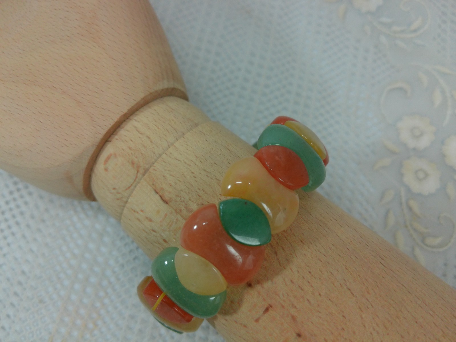 Jade Multi Colored Stone Overlapping Circles Chun… - image 23