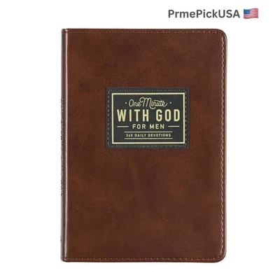 One Minute with God for Men 365 Devotions, Brown Faux USA Shipping