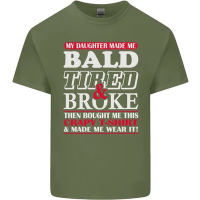 Tochter Glatze müde & gebrochen Vatertag Herren T-Shirt leicht Baumwolle