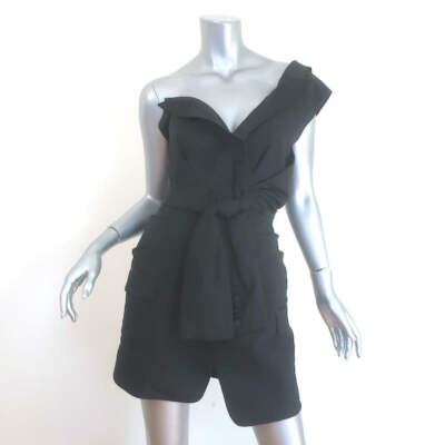 Alexander Wang Deconstructed Tie-Front Mini Tuxedo Dress Black Size 4 NEW