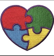Autism Awareness Heart Applique Patch - Puzzl...