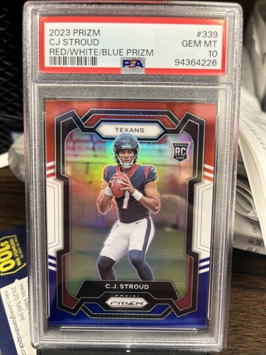 2023 Prizm Red White Blue CJ Stroud PSA 10 #339 Rookie RC Gem Mint Color Match