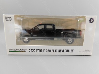 Greenlight Agate Black Metallic 2022 FORD F350 Platinum Dually Pickup Truck 1:64