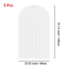5 Pcs Garment Bag Travel Suit Dress Storage Clear Cover Full Zipper Coat Carrier