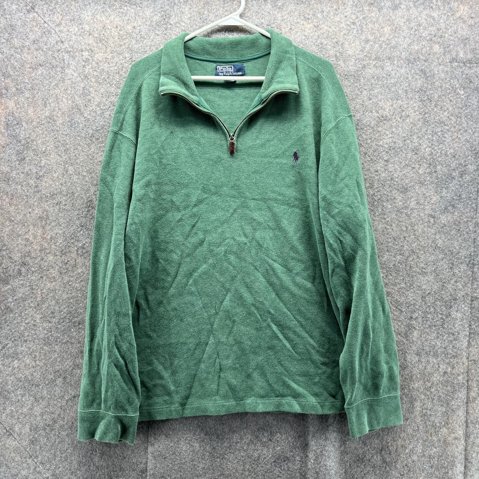 Polo Ralph Lauren Maglione Uomo Grande Verde Adulto Cerniera 1 4 Felpa Pullover Pony