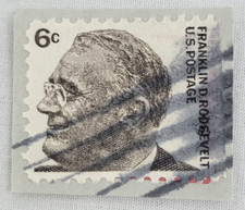 U.S. Postage ~ Franklin D. Roosevelt ~ 6¢ B&W Stamp ~ Cancelled ~ c.1966 ~ Y84