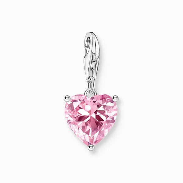 Thomas Sabo Charm AnhäNger Herz 925 Sterlingsilber Mit Rosa Stein 2205-051-9-image