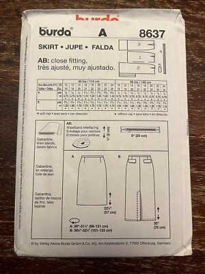 Burda 8637 UNCUT Sewing Pattern, Misses' Skirt, Size 10-24 | eBay