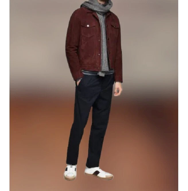 Handmade Men Brown Suede Jacket, Brown Suede Leather Jacket for Mens