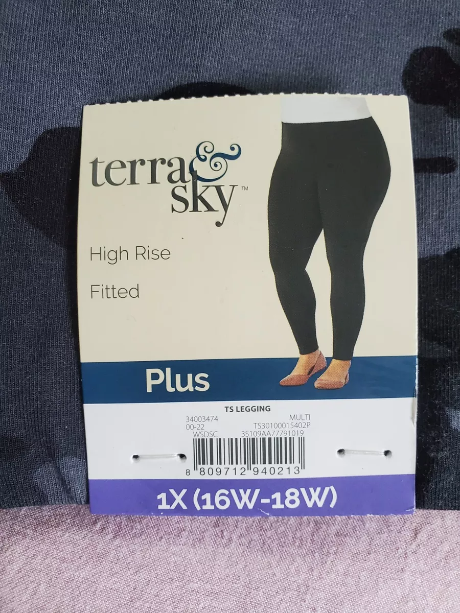 Terra & Sky TS Leggings High Rise Fitted Plus 1X (16W-18W) Camouflage Woman  New