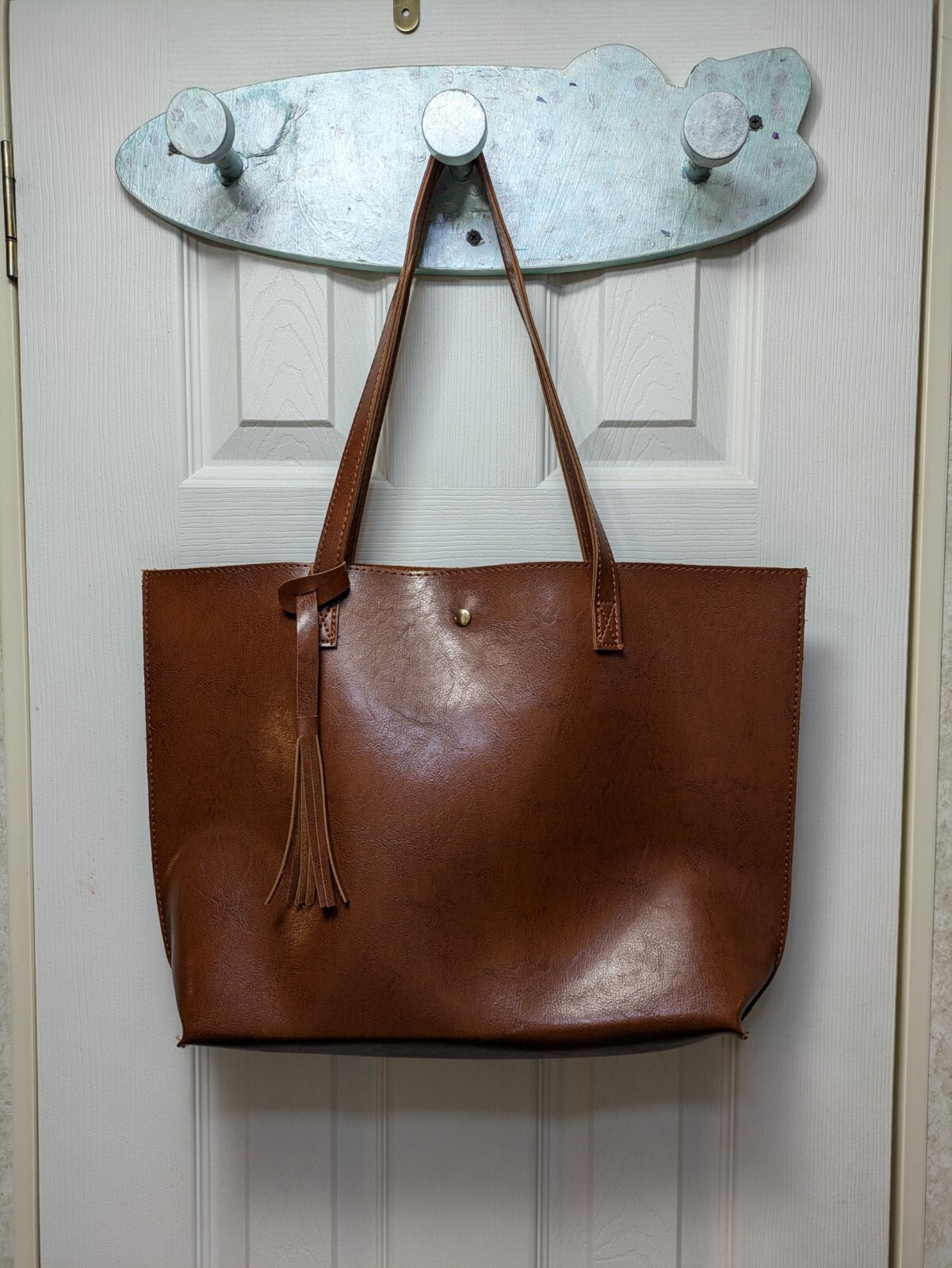 Handmade Leather Shoulder Bag Large Brown