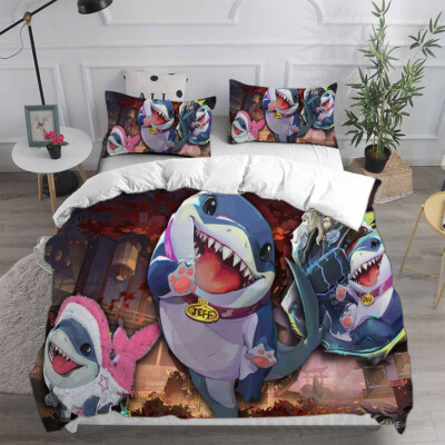 Marvel Rivals Jeff the Land Shark 3D Bettbezug Bettwäsche Set Kissenbezug Single