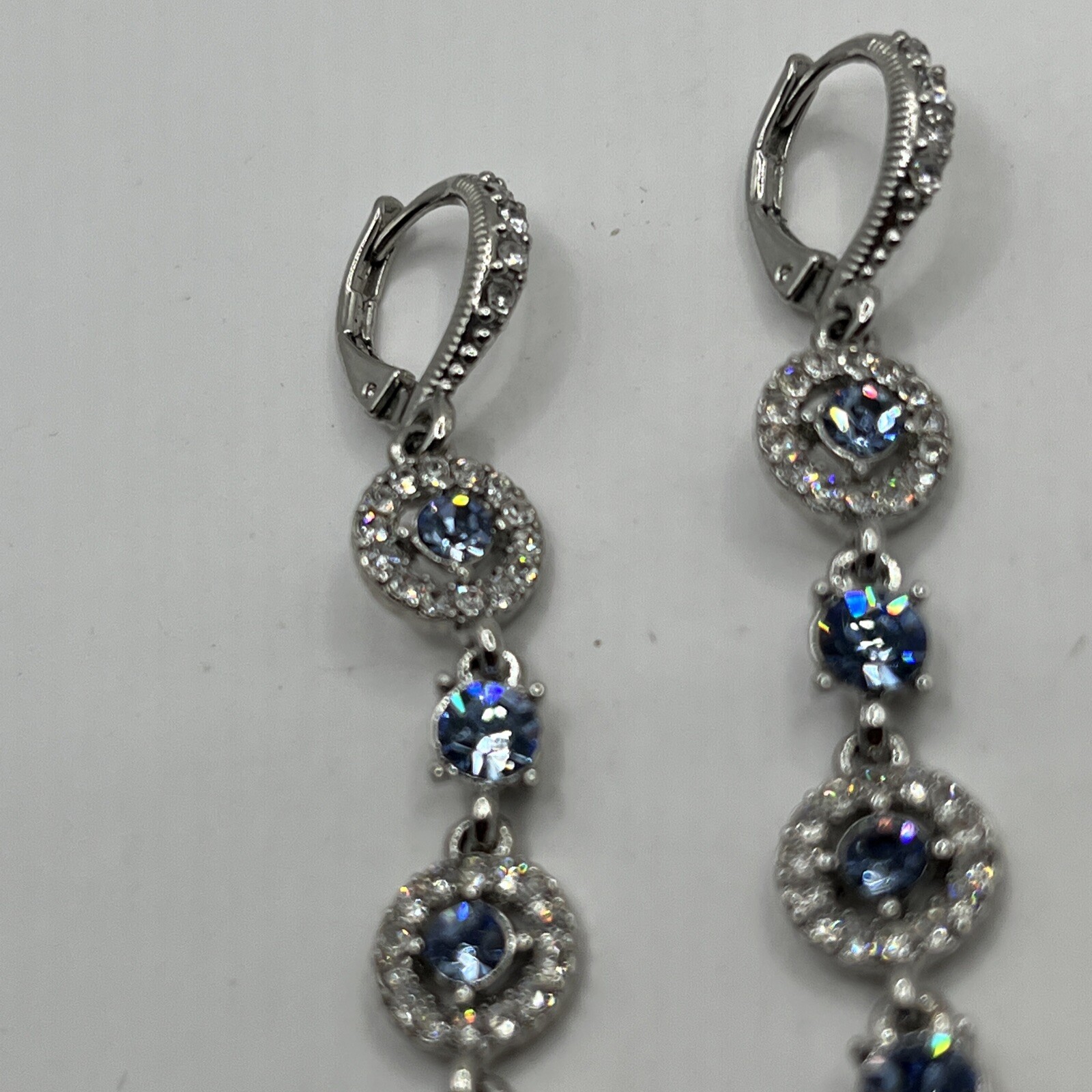 Givenchy Signed Blue Rhinestone Dangle Leverback … - image 5