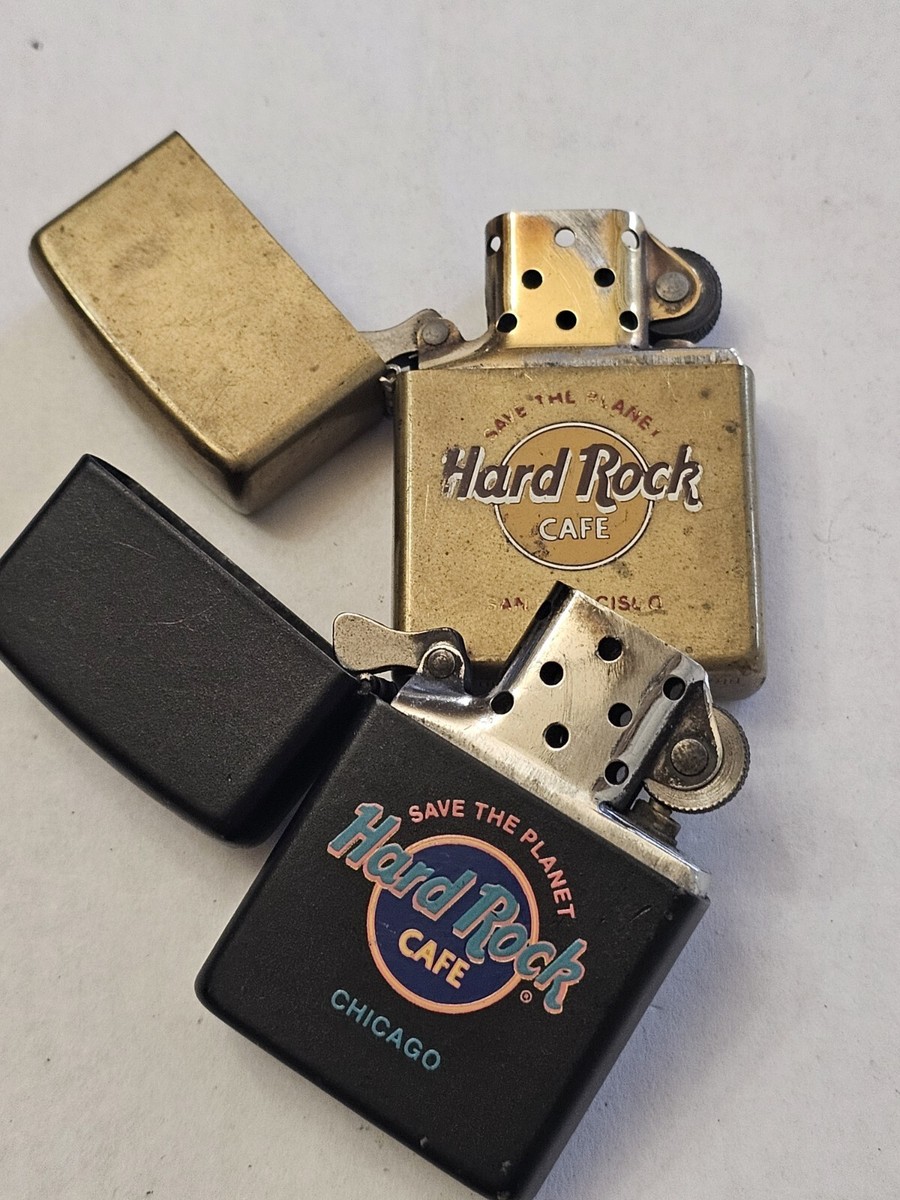 Vtg ZIppo lighter Hard Rock Cafe Lot 2 San Francisco & Chicago Non 