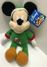 Disney MICKEY MOUSE 12" In Christmas Candy Cane Pajamas Plush Figure