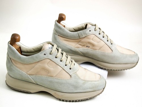 Hogan Sneakers Gray Suede Beige Canvas 