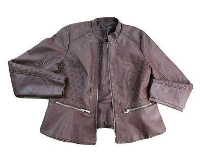 baccini faux leather peplum jacket