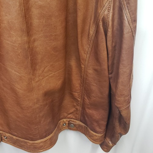 Vintage Roundtree and Yorke Leather Jacket Men's Sz XL Brown Bomber Lambskin - Picture 12 of 21