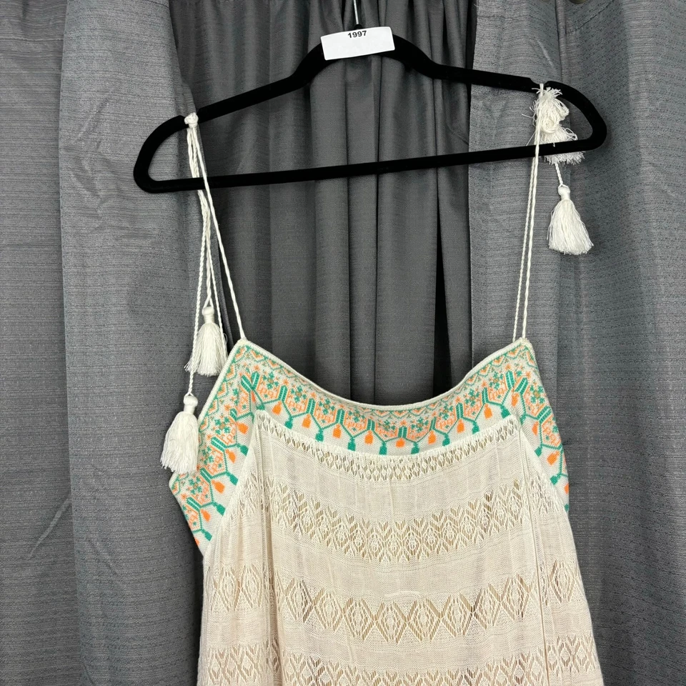 Anthropologie Cecilia Prado Augusta Tasseled Maxi Dress L Ivory Crochet Beachy - Image 3 of 4
