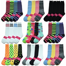 12 Pairs Womens Long Knee High Funky Classic Sport Tube Cotton Socks Size 9-11