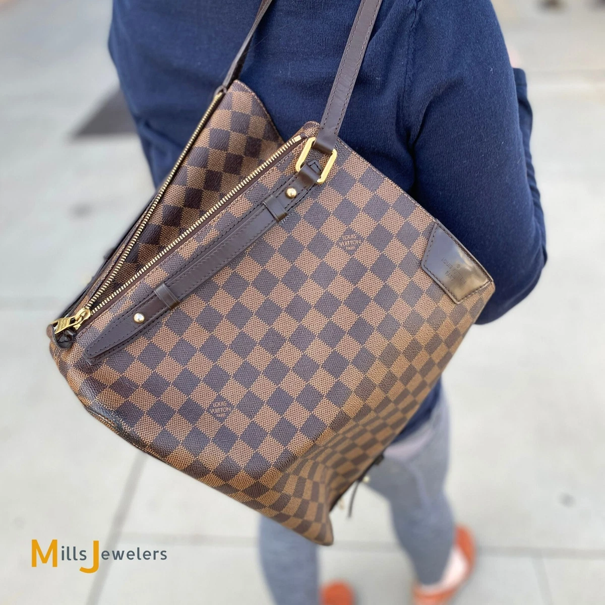 Louis Vuitton Cabas Rivington Damier Ebene Tote Bag | eBay