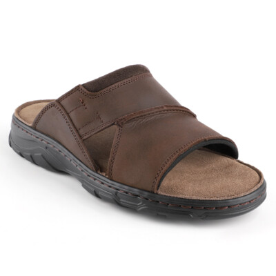 Mens Leather Slides Beach Sandals Outdoor Indoor Casual Comfort Slippers Sandal