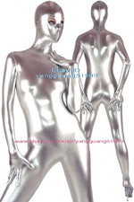 Silver Shiny Metallic Women Jumpsuit Bodysuit Catsuit Costumes Open Eyes F720