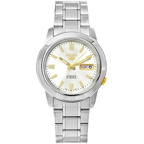 Seiko 5 SNKK09 K1 Silver and Gold Dial Stainless Steel Automatic Men's  Watch | eBay