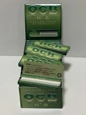FIVE PACKS OCB GREEN Single Wide Cut Corners Rolling Papers 50 leaves per pack