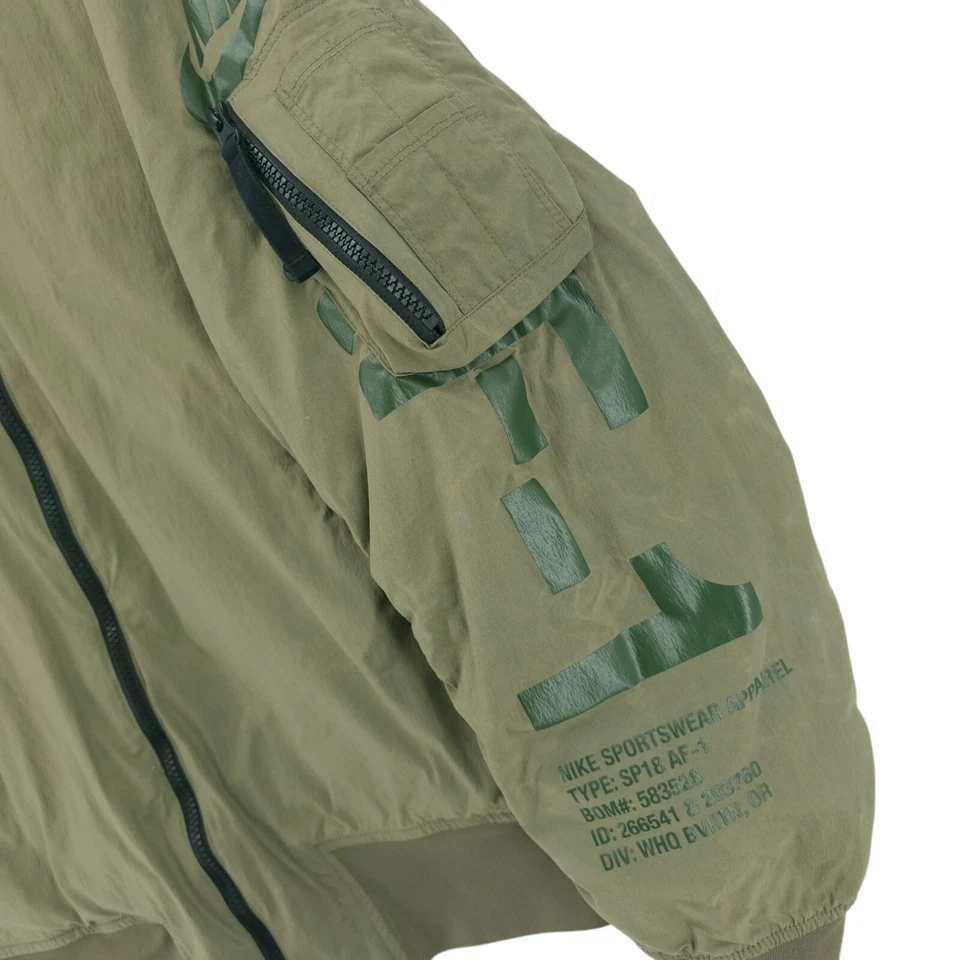 NIKE Reversible Bomber Jacket Airforce 1 AF1 Green Orange LARGE - READ! - Image 3 of 4