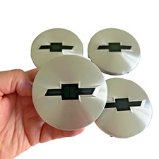 Chrome Chevy Wheel Center Cap 4pcs Black Emblem For Chevrolet Silverado Tahoe