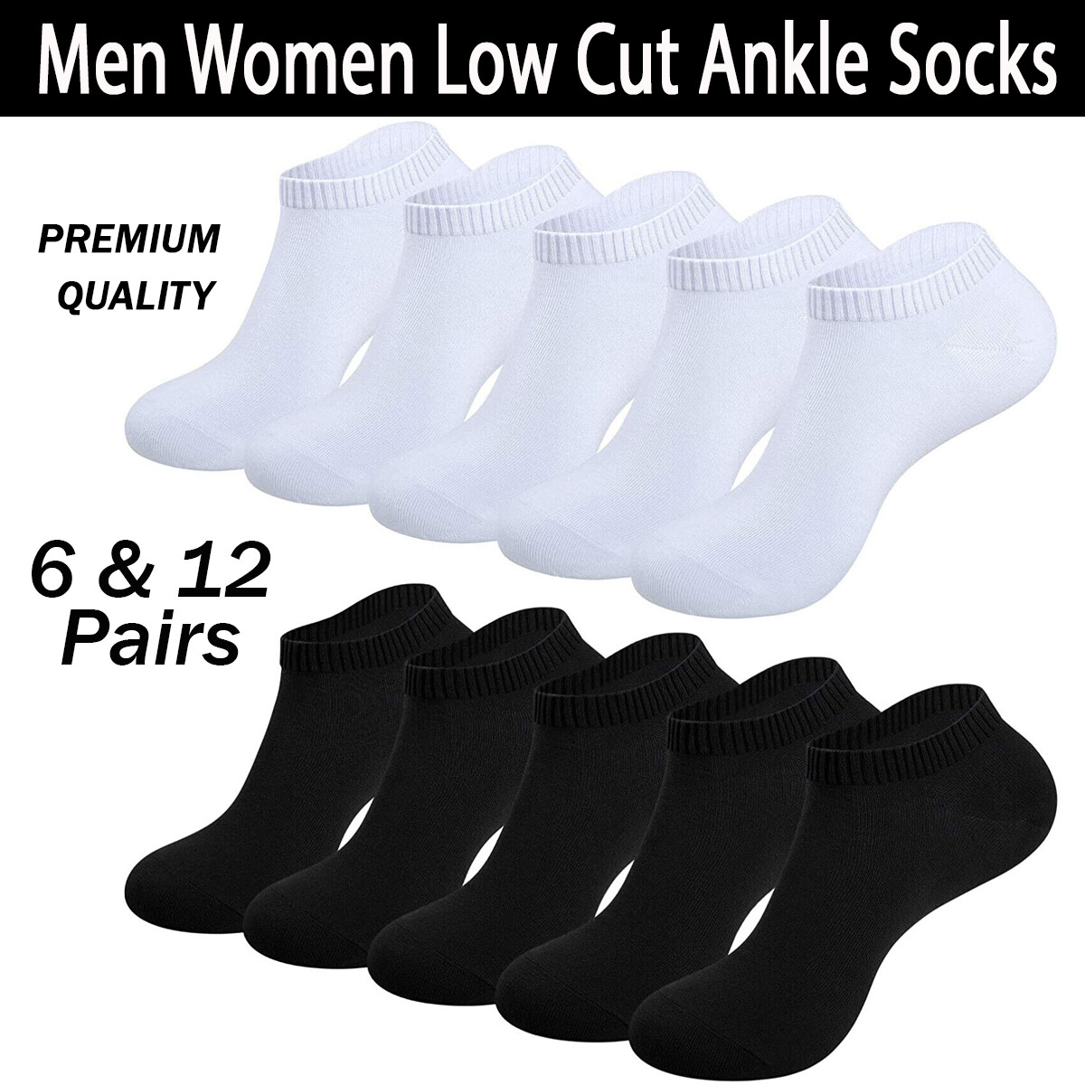 Mens Womens Low Cut Trainer Liner Ankle Socks Soft Cotton Invisible