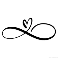 Infinity Symbol Heart - Decal Sticker - Multiple Colors & Sizes - ebn6381